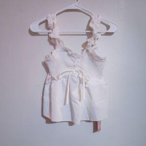 White Crop Top w/ Ruffled sleeves